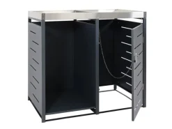Mülltonnenbox 1er Mit Brennholzlager 125x130x80cm Erweiterbar Metall 45kg Anthrazit*PROREGAL Hot