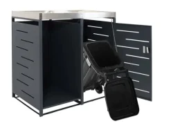 Mülltonnenbox 1er Mit Brennholzlager 125x130x80cm Erweiterbar Metall 45kg Anthrazit*PROREGAL Hot