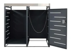 Mülltonnenbox 1er Mit Brennholzlager 125x130x80cm Erweiterbar Metall 45kg Anthrazit*PROREGAL Hot