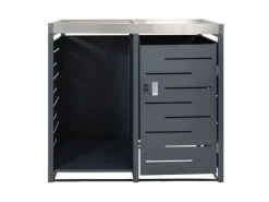 Mülltonnenbox 1er Mit Brennholzlager 125x130x80cm Erweiterbar Metall 45kg Anthrazit*PROREGAL Hot