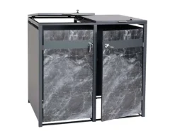 Mülltonnenbox 2er 117x132x80cm Anthrazit Marmor-Optik Dunkel*PROREGAL Sale