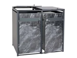Mülltonnenbox 2er 117x132x80cm Anthrazit Marmor-Optik Dunkel*PROREGAL Sale
