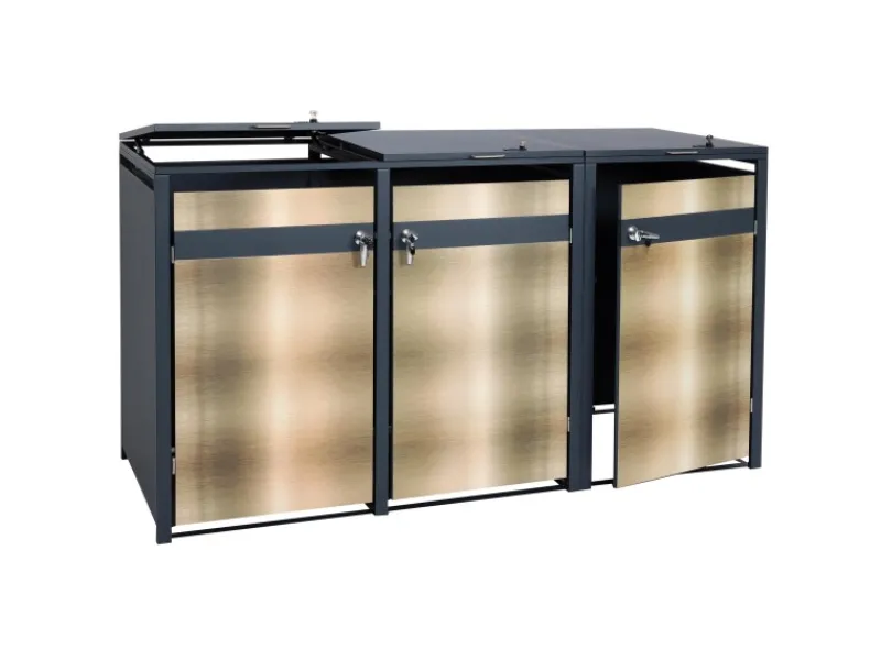 Mülltonnenbox 3er 117x200x80cm Anthrazit*PROREGAL Discount