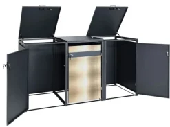 Mülltonnenbox 3er 117x200x80cm Anthrazit*PROREGAL Discount