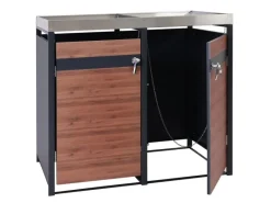 Mülltonnenbox 2er Mit Pflanzkasten 125x132x80cm Anthrazit Kirsche-Holzoptik Erweiterbar*PROREGAL Sale