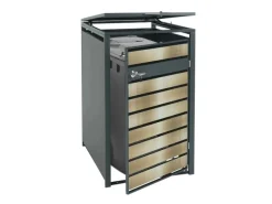 PROREGAL Weitere Ordnungssysteme Für Den Garten|Mülltonnenbox 1er XL 117x73x98cm Metall 36kg Anthrazit Gold