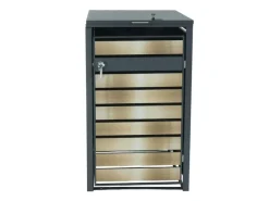 PROREGAL Weitere Ordnungssysteme Für Den Garten|Mülltonnenbox 1er XL 117x73x98cm Metall 36kg Anthrazit Gold