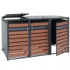 PROREGAL Weitere Ordnungssysteme Für Den Garten|Mülltonnenbox 3er 117x200x80cm Anthrazit Kirsche-Holzoptik Dunkelbraun Schlitzoptik
