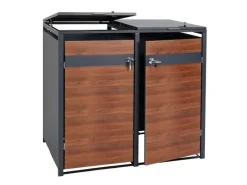 PROREGAL Weitere Ordnungssysteme Für Den Garten|Mülltonnenbox 2er XL 117x145x98cm Anthrazit Kirsche-Holzoptik