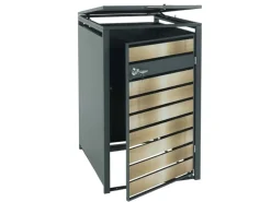 PROREGAL Weitere Ordnungssysteme Für Den Garten|Mülltonnenbox 1er 117x68x80cm Anthrazit Gold Schlitzoptik