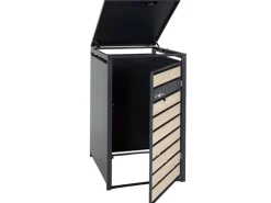 PROREGAL Weitere Ordnungssysteme Für Den Garten|Mülltonnenbox 1er 117x68x80cm Anthrazit Gold Schlitzoptik