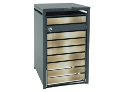 PROREGAL Weitere Ordnungssysteme Für Den Garten|Mülltonnenbox 1er 117x68x80cm Anthrazit Gold Schlitzoptik