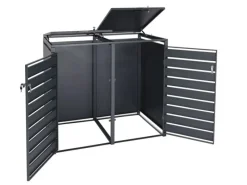 PROREGAL Weitere Ordnungssysteme Für Den Garten|Mülltonnenbox 2er 117x132x80cm Anthrazit Buche-Holzoptik Hellbraun Schlitzoptik