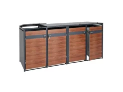 Mülltonnenbox 4er 117x264x80cm Anthrazit Kirsche-Holzoptik*PROREGAL Discount