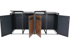 Mülltonnenbox 4er 117x264x80cm Anthrazit Kirsche-Holzoptik*PROREGAL Discount
