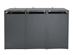 PROREGAL Weitere Ordnungssysteme Für Den Garten|Mülltonnenbox 3er/6er XL 117x217x98cm Anthrazit Kirsche-Holzoptik