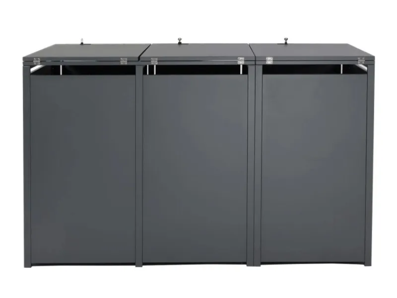 PROREGAL Weitere Ordnungssysteme Für Den Garten|Mülltonnenbox 3er/6er XL 117x217x98cm Anthrazit Kirsche-Holzoptik