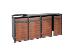PROREGAL Weitere Ordnungssysteme Für Den Garten|Mülltonnenbox 4er/8er XL 117x290x98cm Anthrazit Kirsche-Holzoptik