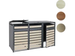 PROREGAL Weitere Ordnungssysteme Für Den Garten|Mülltonnenbox 3er/6er XL 117x215x98cm Metall 95kg Anthrazit Kirsche-Holzoptik Dunkelbraun