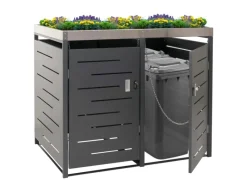PROREGAL Weitere Ordnungssysteme Für Den Garten|Mülltonnenbox XL 2er 125x140x102cm 80-240 Liter