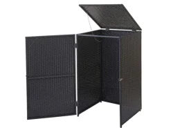 Mülltonnenverkleidung HxBxT 110x65x66 cm Poly-Rattan 120L Mülltonnenbox Mülltonnenabdeckung*PROREGAL Discount