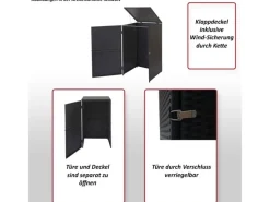 PROREGAL Weitere Ordnungssysteme Für Den Garten|Mülltonnenverkleidung HxBxT 110x65x66 cm Poly-Rattan 120L Mülltonnenbox Mülltonnenabdeckung
