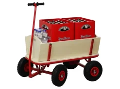PROREGAL Campingzubehör|Profi Bollerwagen BOLLY HxBxT 97x90x60cm Traglast 150kg Luftbereifung Rot Handwagen