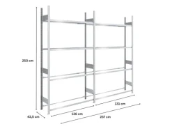 PROREGAL Quads|Reifenregal Tire Pro Made In Germany HxBxT 250 x 260 x 43 cm 4 Ebenen 150 kg Fachlast Bis Zu 12 Reifen Pro Ebene Verzinkt