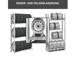 PROREGAL Quads|Reifenregal Tire Pro Made In Germany HxBxT 250 x 260 x 43 cm 4 Ebenen 150 kg Fachlast Bis Zu 12 Reifen Pro Ebene Verzinkt