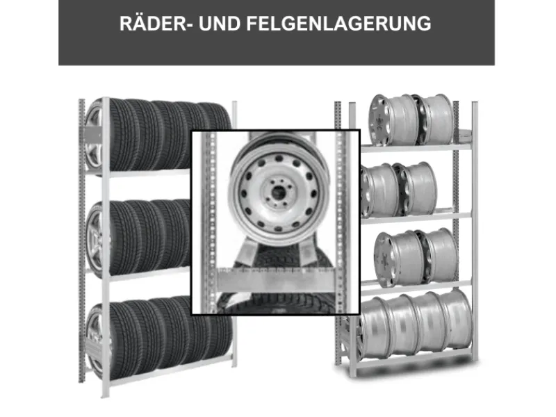 PROREGAL Quads|Reifenregal Tire Pro Made In Germany HxBxT 250 x 260 x 43 cm 4 Ebenen 150 kg Fachlast Bis Zu 12 Reifen Pro Ebene Verzinkt