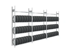 PROREGAL Quads|Reifenregal Tire Pro Made In Germany HxBxT 250 x 450 x 43 cm 4 Ebenen 150 kg Fachlast Bis Zu 21 Reifen Pro Ebene Verzinkt