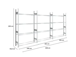 PROREGAL Quads|Reifenregal Tire Pro Made In Germany HxBxT 250 x 450 x 43 cm 4 Ebenen 150 kg Fachlast Bis Zu 21 Reifen Pro Ebene Verzinkt