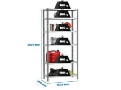 PROREGAL Sportgeräte|Schraubregal Panda Tall HxBxT 200 x 100 x 40 cm 6 Fachböden Fachlast 100 kg Anthrazit-Weiß