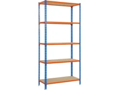 PROREGAL Sportgeräte|Schwerlastregal Big Muli HxBxT 200 x 110 x 40 cm 5 Fachböden Fachlast 200 kg Blau-Orange