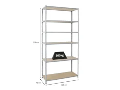 PROREGAL Sportgeräte|Schwerlastregal Giant Muli HxBxT 250 x 120 x 40 cm 6 Fachböden Fachlast 200 kg Grau