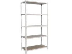 PROREGAL Sportgeräte|Schwerlastregal Muli HxBxT 180 x 90 x 50 cm 5 Fachböden Fachlast 150 kg Weiß