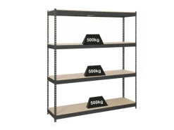 PROREGAL Sportgeräte|Schwerlastregal Wood Beast Four HxBxT 200 x 240 x 60 cm 4 Ebenen Fachlast 400 kg Anthrazit