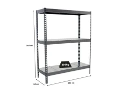 PROREGAL Sportgeräte|Schwerlastregal Mid Metal Yeti Three HxBxT 150 x 150 x 60 cm Fachlast 400 kg Grau