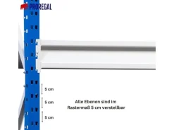 PROREGAL Sportgeräte|Weitspannregal Maximus Grundregal HxBxT 200 x 150 x 60 cm 4 Ebenen Spanplatten Fachboden Fachlast 475 kg Lichtblau & Lichtgrau