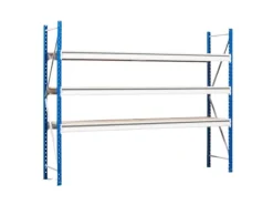 PROREGAL Sportgeräte|Weitspannregal Maximus Pro Grundregal HxBxT 500 x 250 x 80 cm 5 Ebenen Spanplatten Fachboden Fachlast 530 kg Lichtblau & Lichtgrau