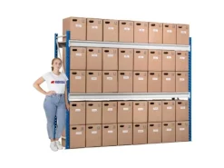 PROREGAL Sportgeräte|Weitspannregal Maximus Pro Grundregal HxBxT 500 x 250 x 80 cm 5 Ebenen Spanplatten Fachboden Fachlast 530 kg Lichtblau & Lichtgrau