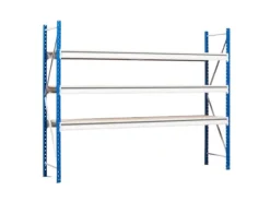 PROREGAL Sportgeräte|Weitspannregal Maximus Pro Grundregal HxBxT 450 x 275 x 100 cm 6 Ebenen Spanplatten Fachboden Fachlast 450 kg Lichtblau & Lichtgrau