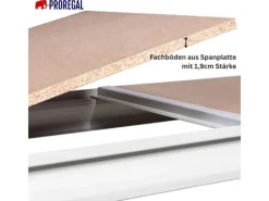 PROREGAL Sportgeräte|Weitspannregal Maximus Pro Grundregal HxBxT 450 x 275 x 100 cm 6 Ebenen Spanplatten Fachboden Fachlast 450 kg Lichtblau & Lichtgrau