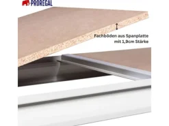 PROREGAL Sportgeräte|Weitspannregal Maximus Pro Grundregal HxBxT 500 x 275 x 100 cm 6 Ebenen Spanplatten Fachboden Fachlast 450 kg Lichtblau & Lichtgrau