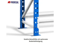 PROREGAL Sportgeräte|Weitspannregal Maximus Pro Grundregal HxBxT 450 x 150 x 60 cm 6 Ebenen Spanplatten Fachboden Fachlast 850 kg Lichtblau & Lichtgrau