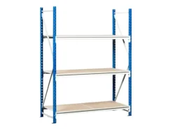 PROREGAL Sportgeräte|Weitspannregal Maximus Grundregal HxBxT 500 x 175 x 40 cm 7 Ebenen Spanplatten Fachboden Fachlast 450 kg Lichtblau & Lichtgrau