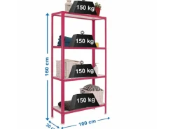 Wohnregal Living Koala Wood mit 4 Fachböden HxBxT 160 x 100 x 30 cm Fachlast 150 kg Rosa/Weiß*PROREGAL Discount