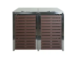 XL 2er/4er Mülltonnenverkleidung HxBxT 117x144x102 cm Walnuss-Holzoptik Mülltonnenbox Mülltonnenabdeckung WPC Edelstahl 88kg*PROREGAL Best