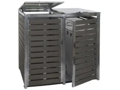 XL 2er/4er Mülltonnenverkleidung HxBxT 117x144x102 cm Mülltonnenbox Mülltonnenabdeckung WPC Edelstahl 88kg*PROREGAL Outlet