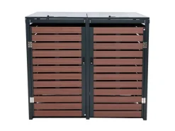 PROREGAL Weitere Ordnungssysteme Für Den Garten|XL 2er-/4er-Mülltonnenverkleidung HxBxT 119x140x102 cm Walnuss-Holzoptik Mülltonnenbox Mülltonnenabdeckung WPC Metall 86kg